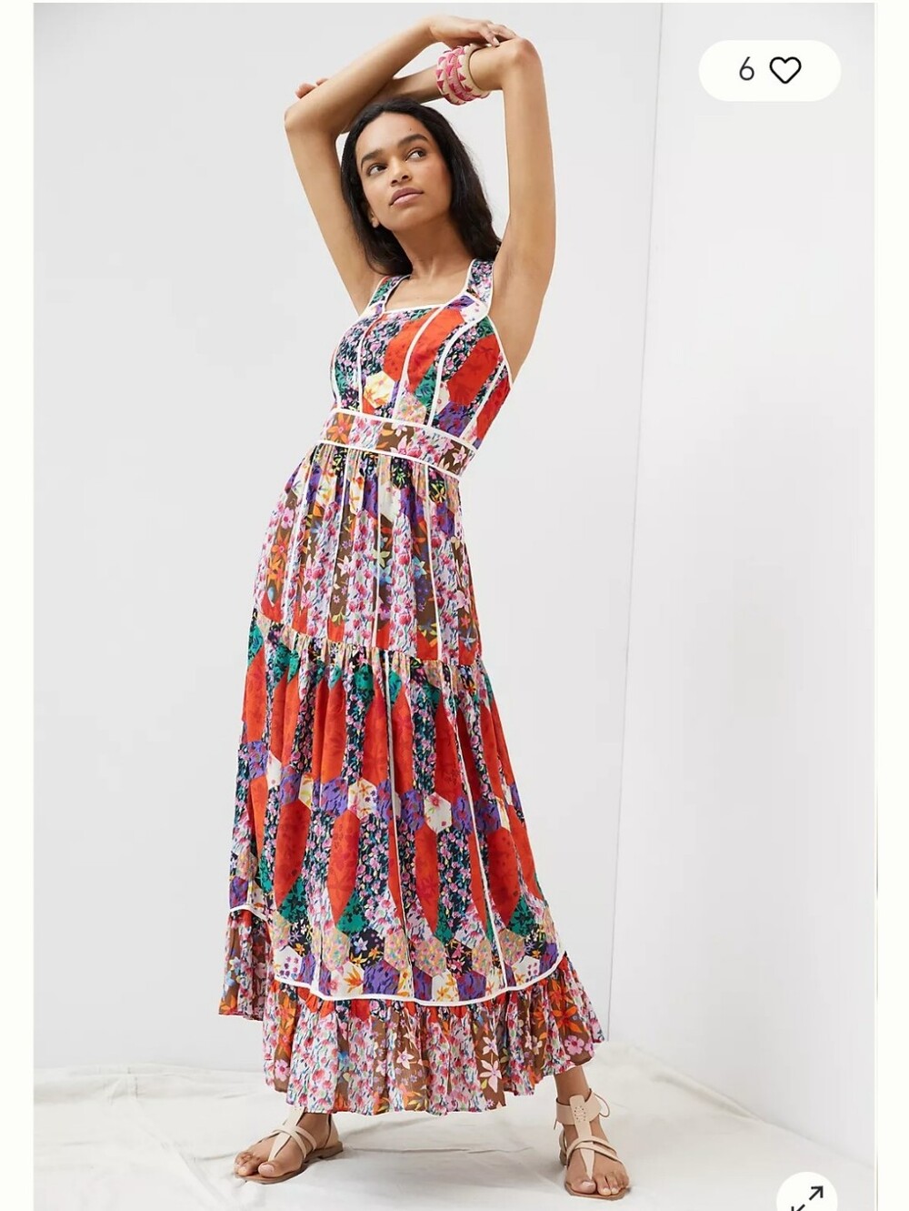 Anthropologie x Bhanuni by Jyoti Patchwork Floral Tiered Maxi Dress. Small